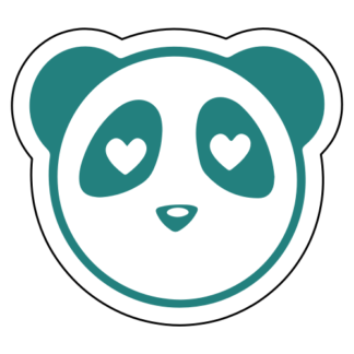 Heart Eyes Panda Sticker (Turquoise)